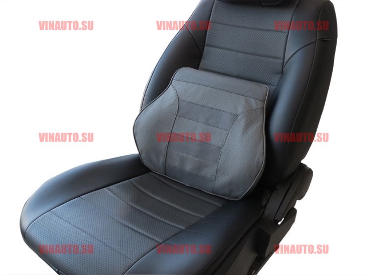 Автомобильные подушки под поясницу АВТОПИЛОТ (натур.кож) сер+сер