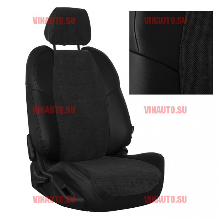 Авточехлы Lada Granta Sd деленная 40\60 комплект. LUXE (Велюр) чер+тем.сер