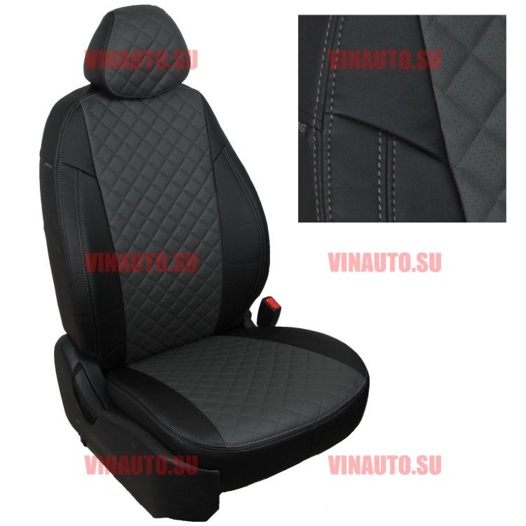 Авточехлы HONDA-CR-V 4 выпуск с 2012- (Ромб) чер+тем.сер